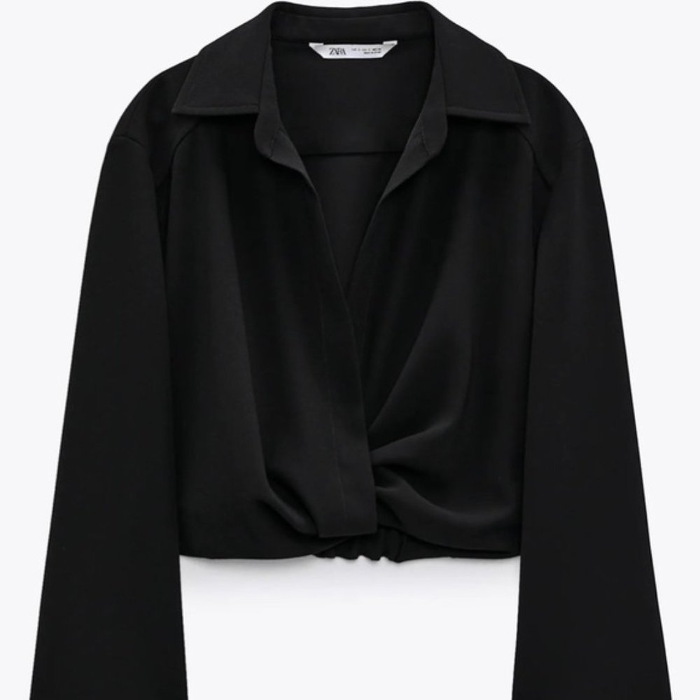 Zara Cropped Collared Blouse